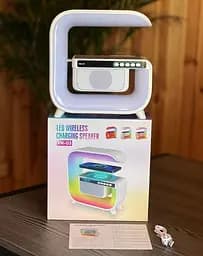 Нічний смарт XM-G3 RGB підсвічування Bluetooth з колонкою бездротовою зарядкою годинником радіо 15 Вт - мініатюра 7