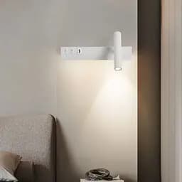 Біле бра з поворотним спотом справа + розʼєм USB Line F Арт. WJ028/2 L WT (лівий) + USB-A