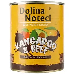 Вологий корм для собак Dolina Noteci Superfood з м'ясом кенгуру та яловичиною 800 г