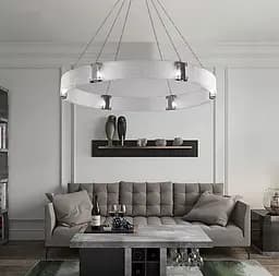 Люстра с подвесным кольцом в черном каркасе Ø 80 см | Line F | Ст. SA42-800 BK