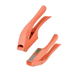 Многофункциональный пресс измельчитель для чеснока чесночница с функцией нарезки чеснока дольками (2 в 1), Kitchen Master Оранжевый 86885