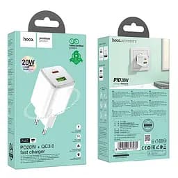 Мережевий зарядний пристрій Hoco N41 Almighty PD20W+QC3.0 charger(EU) Білий - мініатюра 2