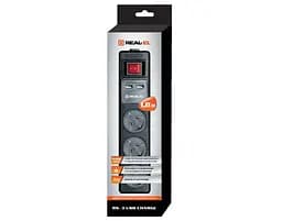Фильтр питания REAL-EL RS-3 USB CHARGE 1.8m Black - мініатюра 3