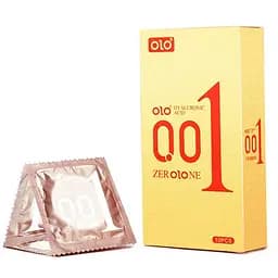 Презервативи Olo 0.01 GOLD з ребрами та пухирцями з гіалуроновим мастилом 10 шт