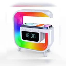 Лампа-нічник XM-G30 Колонка Бездротове ЗУ Годинники RGB білий