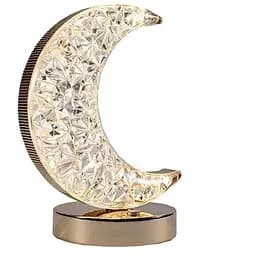 Ночник Полумесяц настольная лампа золотая 3 режима с кристаллами аккумуляторная от USB