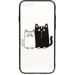 Чохол-накладка Toto Cartoon Print Glass Case Apple iPhone 6/6s Cats White/Black