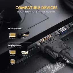 Кабель Ugreen DV101 DVI 24+1 Male to Male золотистий Plated 2 м чорний (11604) - мініатюра 3