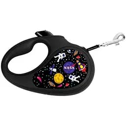 Повідець-рулетка для собак Waudog R-leash, малюнок "NASA", XS, до 12 кг, 3 м, світловідбиваюча стрічка чорний - мініатюра 3