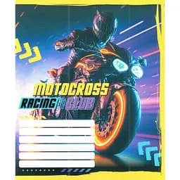 Зошит учнівський "Мотокрос" Leader 012-500103K-2 в клітинку, 12 аркушів (959050)