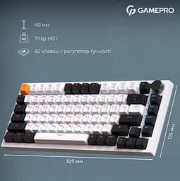 Клавиатура беспроводная игровая механическая GamePro MK-160-W Pro White-Black QLAB Orange Switches Hot-Swap - мініатюра 13