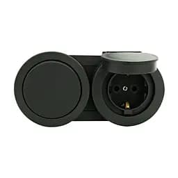 Розетка Ovivo Electric xOne з заземленням та кришкою + вимикач 1-й антрацит
