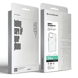 Чехол Apple iPhone 15 Plus, Unit MagSafe, белый, прозрачный, магсейф, ударопрочный, магнитный, панель-накладка с поддержкой MagSafe, с поддержкой беспроводной зарядки, TPU+PC, защита всего корпуса, ударопрочный, ArmorStandart (ARM69351) - мініатюра 6