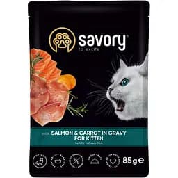 Влажный корм для котят Savory лосось с морковью в соусе 85 г