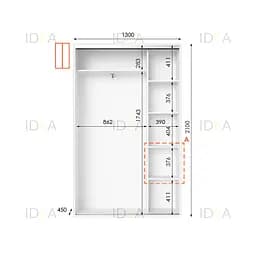 Шафа-купе Idea серія 5 130 x 45 x 210 см Білий Дзеркало - мініатюра 2