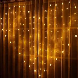 Світлодіодна гірлянда Sun Lamp "Золоте серце" 138 LED 8 режимів світіння Штора 3x2 м для вікон, спальні - мініатюра 3