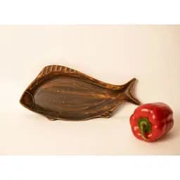 Рибниця 29х13 см керамічна (глиняна) різьблена коричнева