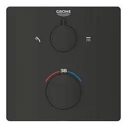 Термостат для душу з перемикачем на 2 положення верхній/ручний душ Grohe Grohtherm 1022092430, Чорний матовий - мініатюра 3