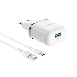 Зарядное устройство для Borofone BA36A USB QC 18W белый + кабель USB to Type-C