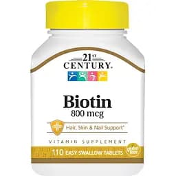 Витамины и минералы 21st Century Biotin 800 mcg, 110 таблеток