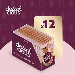 Вологий корм для котів Delickcious Смужки з лососем та сиром в крем супі 85 г - мініатюра 6