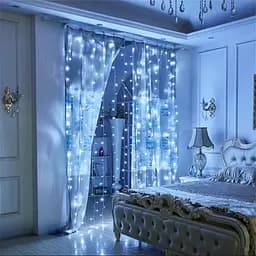Новорічна гірлянда водоспад холодний білий гірлянда штора на вікно Xmas W-3 3х1.9 м 336 Led - мініатюра 2