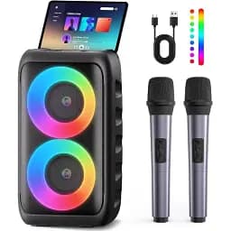 Bluetooth колонка Karaoke Multifunctional Speaker T-08 з двома мікрофонами для караоке на вечірках