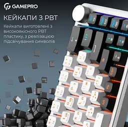 Клавиатура беспроводная игровая механическая GamePro MK-210-W Pro White-Black QLAB Orange Switches Hot-Swap - мініатюра 6