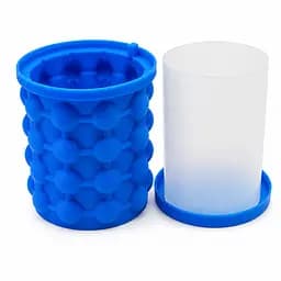 Силіконова форма відро для льоду з кришкою Ice Cube Maker Genie для охолодження напоїв Блакитний 88476 - мініатюра 3