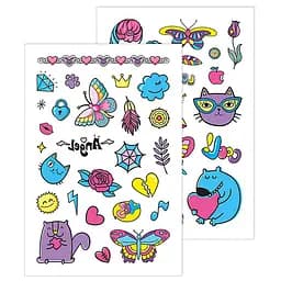 Тимчасові татуювання для старших дівчаток Фіолетовий котик 10100697, 2 аркуші