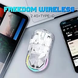 Комп'ютерна мишка Onikuma CW-26 Pro для ПК та ноутбука з RGB підсвіткою 4800 DPI та Bluetooth + 2.4GHz прозора - мініатюра 7