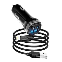 Адаптер автомобильный HOCO Lightning Cable Superior dual port car charger set Z40 черный