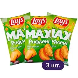 Чипсы Lays Max Рифленые Королевский сыр картофельные 95 г х 3 шт.