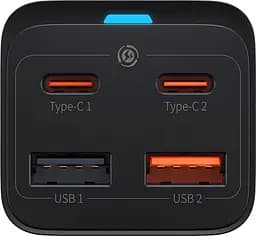 Мережевий зарядний пристрій Baseus GaN3 Pro Desktop Fast Charger 2C+2U 65W + Cable USB-C to USB-C Black (CCGP040101) [80903] - мініатюра 2