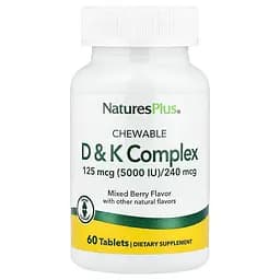 Жувальні вітаміни D&K Natures Plus Chewable D&K Complex, 60 жувальних таблеток