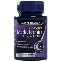 Натуральна добавка Earth‘s Creation Melatonin 3 mg with B6, 60 таблеток