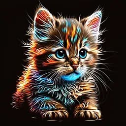 Набор для росписи по номерам Strateg Красочный котенок на черном фоне 40х40 см (AV4040-19)