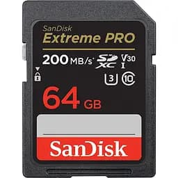 Карта памяти Sandisk 64GB SD C10 UHS-I U3 R200/W90MB/s Extreme Pro V30 (SDSDXXU-064G-GN4IN)