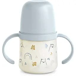 Чашка з силіконовим носиком Suavinex Bear family 150 мл +6 місяців блакитна (308674)