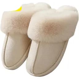Жіночі домашні капці з хутром Slippers теплі м’які закриті тапочки для дому 44-45 білого кольору KT8003805