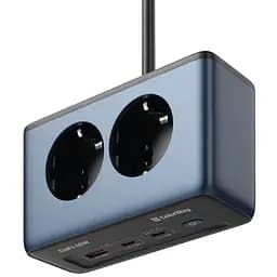 Фільтр живлення ColorWay 45W 2 розетки, 1xUSB-A 2xUSB-C, 2 м, синій (CW-CHE25PDB)