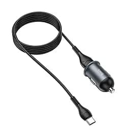 Адаптер автомобильный HOCO Z43 Mighty + Type-C Cable single port car charger 1USB 18W черный