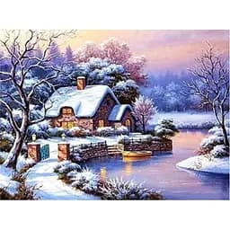 Алмазна мозаїка 30*40 см зі стразами на підрамнику повна викладка Зима прийшла