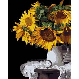 Набор для росписи по номерам Strateg Букет подсолнечников на черном фоне 40 х 50 см (AH1232-17)