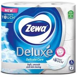 Туалетная бумага Zewa Deluxe белая 3 слоя 4 рулона (7322540313369)