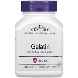 Препарат для суглобів і зв'язок 21st Century Gelatin 600 mg, 100 капсул