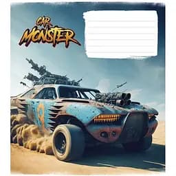 Зошит учнівський Monster cars Школярик 012-3243L-4 у лінію 12 аркушів