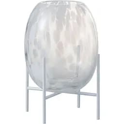 Ваза J-line стеклянная белая с леопардовым принтом на подставке 23 см (96618)