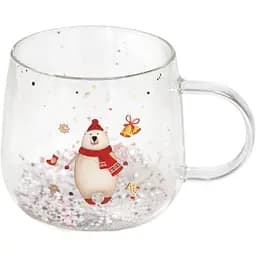 Чашка новогодняя Olens 8030-302-1 Новогодняя диковинка с двойным дном 300 мл Прозрачная