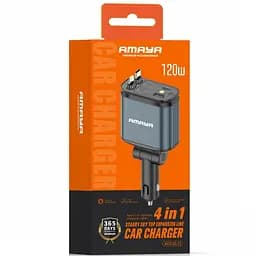 АЗП Amaya ACC-CL11 PD57.5W+QC3.0 (1USB-A/1C) with retractable cable Type-C + Lightning Gray - мініатюра 3
